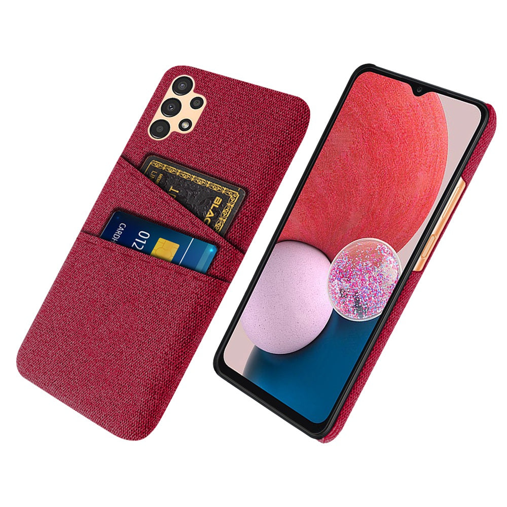 For Samsung Galaxy A13 4G Dual Card Slots Cloth Texture Anti-drop Hard PC Protective Cover