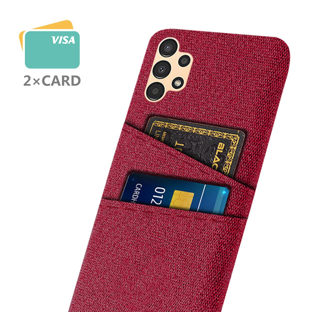 For Samsung Galaxy A13 4G Dual Card Slots Cloth Texture Anti-drop Hard PC Protective Cover
