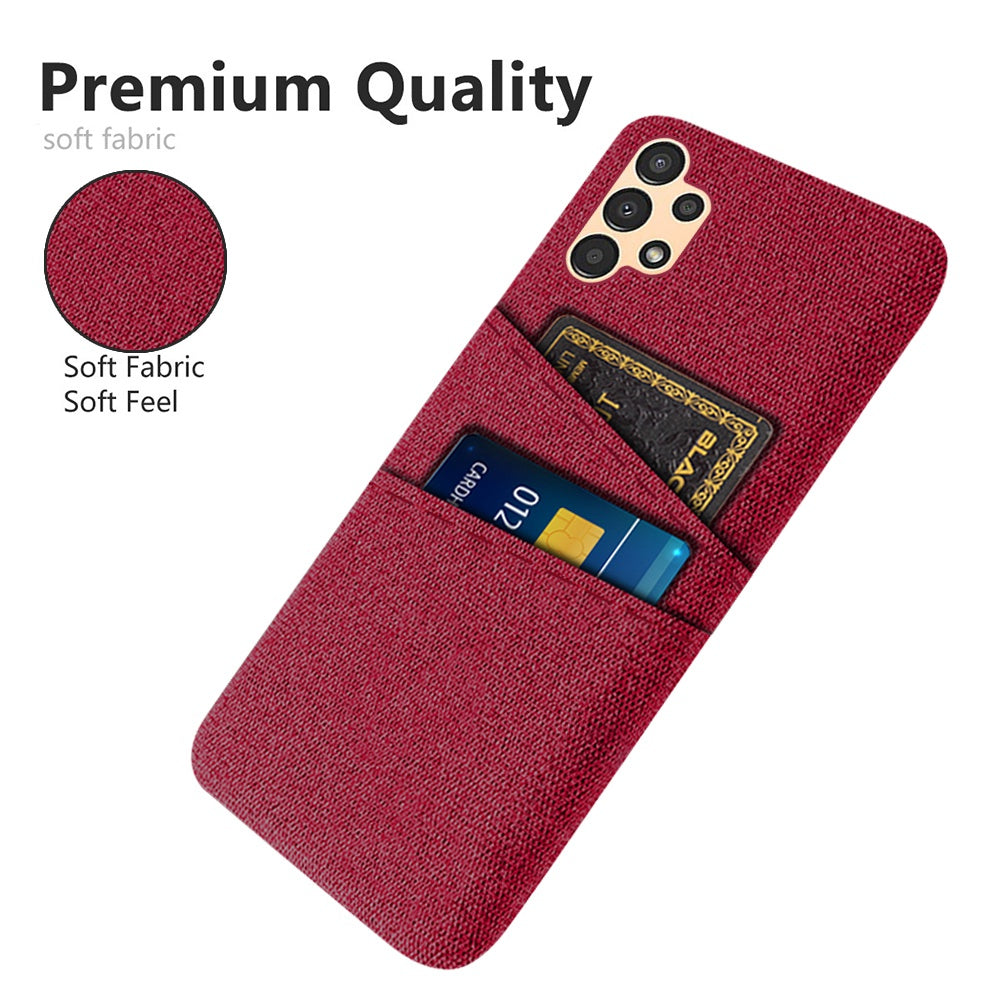 For Samsung Galaxy A13 4G Dual Card Slots Cloth Texture Anti-drop Hard PC Protective Cover