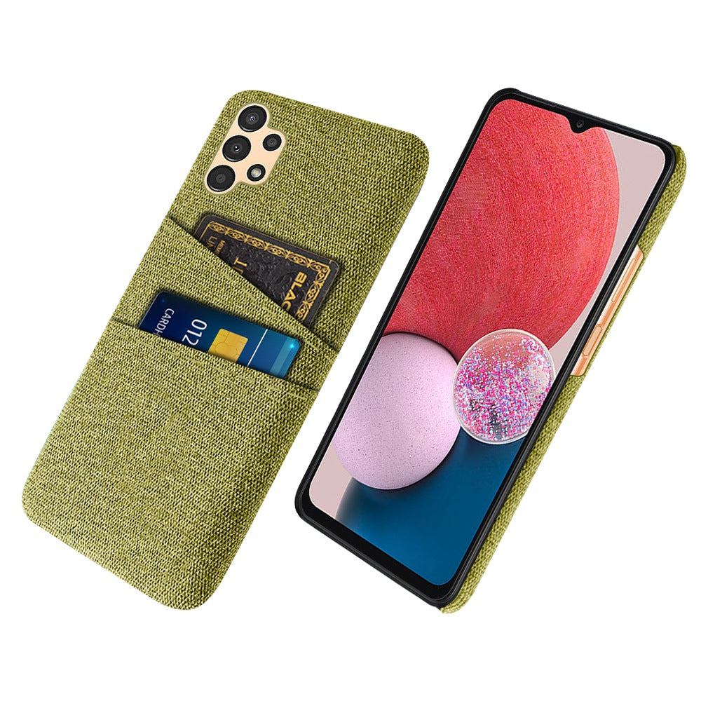 For Samsung Galaxy A13 4G Dual Card Slots Cloth Texture Anti-drop Hard PC Protective Cover