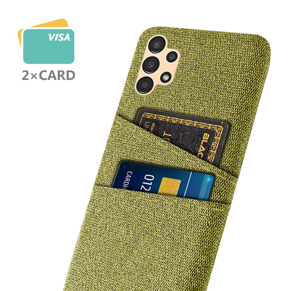 For Samsung Galaxy A13 4G Dual Card Slots Cloth Texture Anti-drop Hard PC Protective Cover
