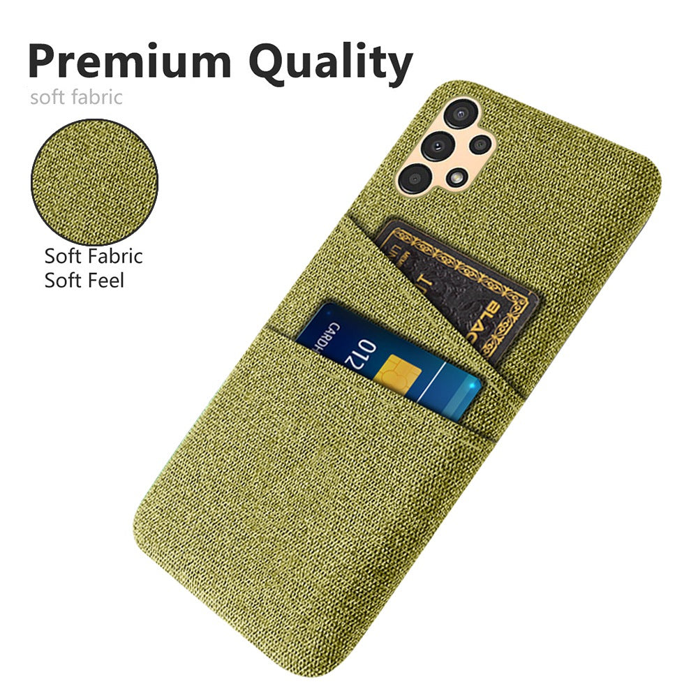 For Samsung Galaxy A13 4G Dual Card Slots Cloth Texture Anti-drop Hard PC Protective Cover