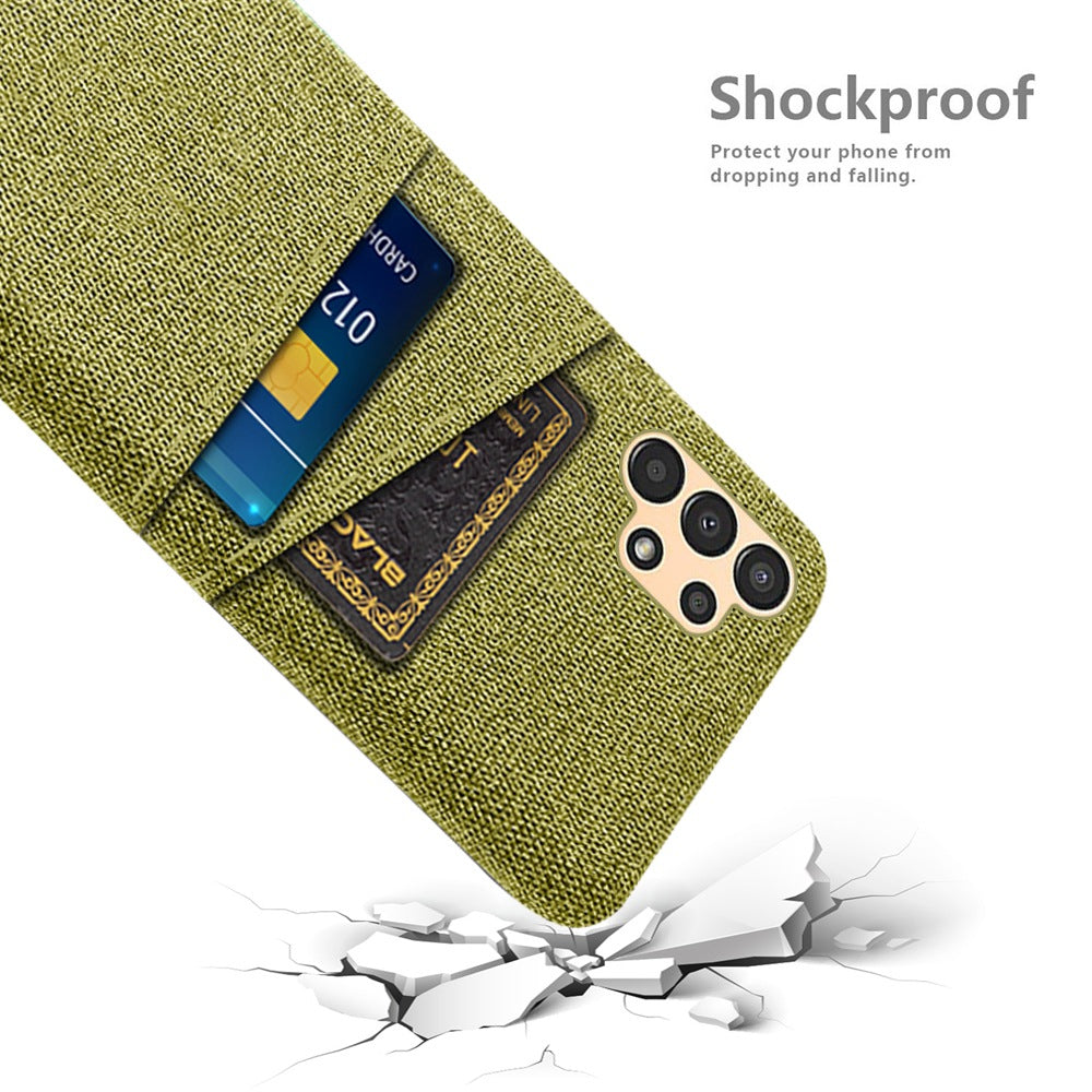 For Samsung Galaxy A13 4G Dual Card Slots Cloth Texture Anti-drop Hard PC Protective Cover