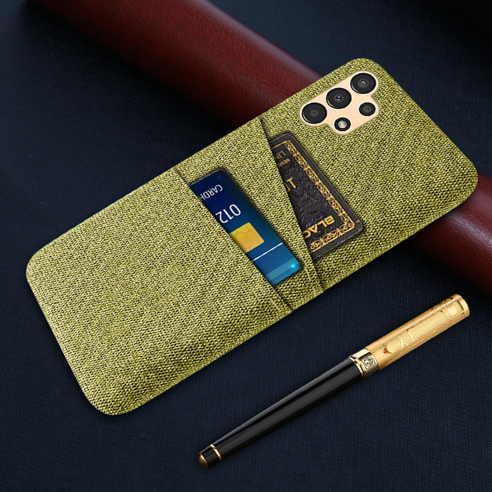 For Samsung Galaxy A13 4G Dual Card Slots Cloth Texture Anti-drop Hard PC Protective Cover