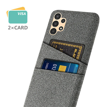 For Samsung Galaxy A13 4G Dual Card Slots Cloth Texture Anti-drop Hard PC Protective Cover