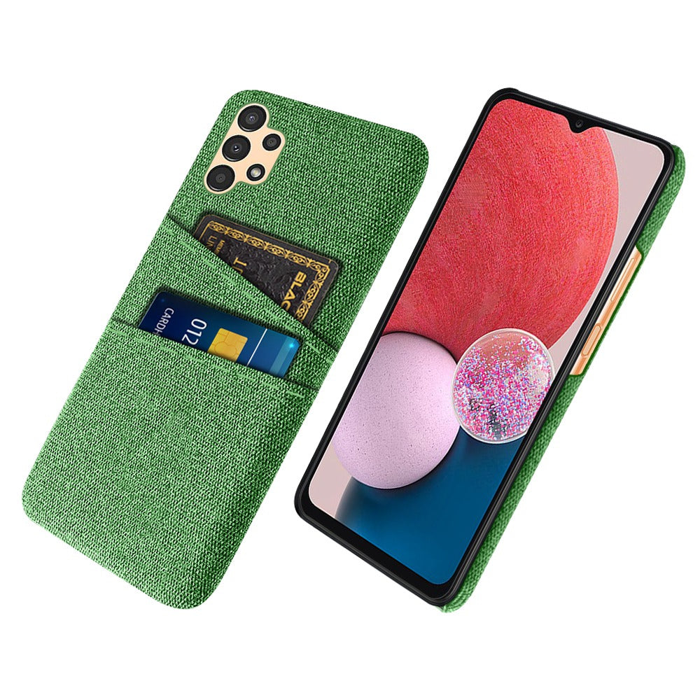 For Samsung Galaxy A13 4G Dual Card Slots Cloth Texture Anti-drop Hard PC Protective Cover