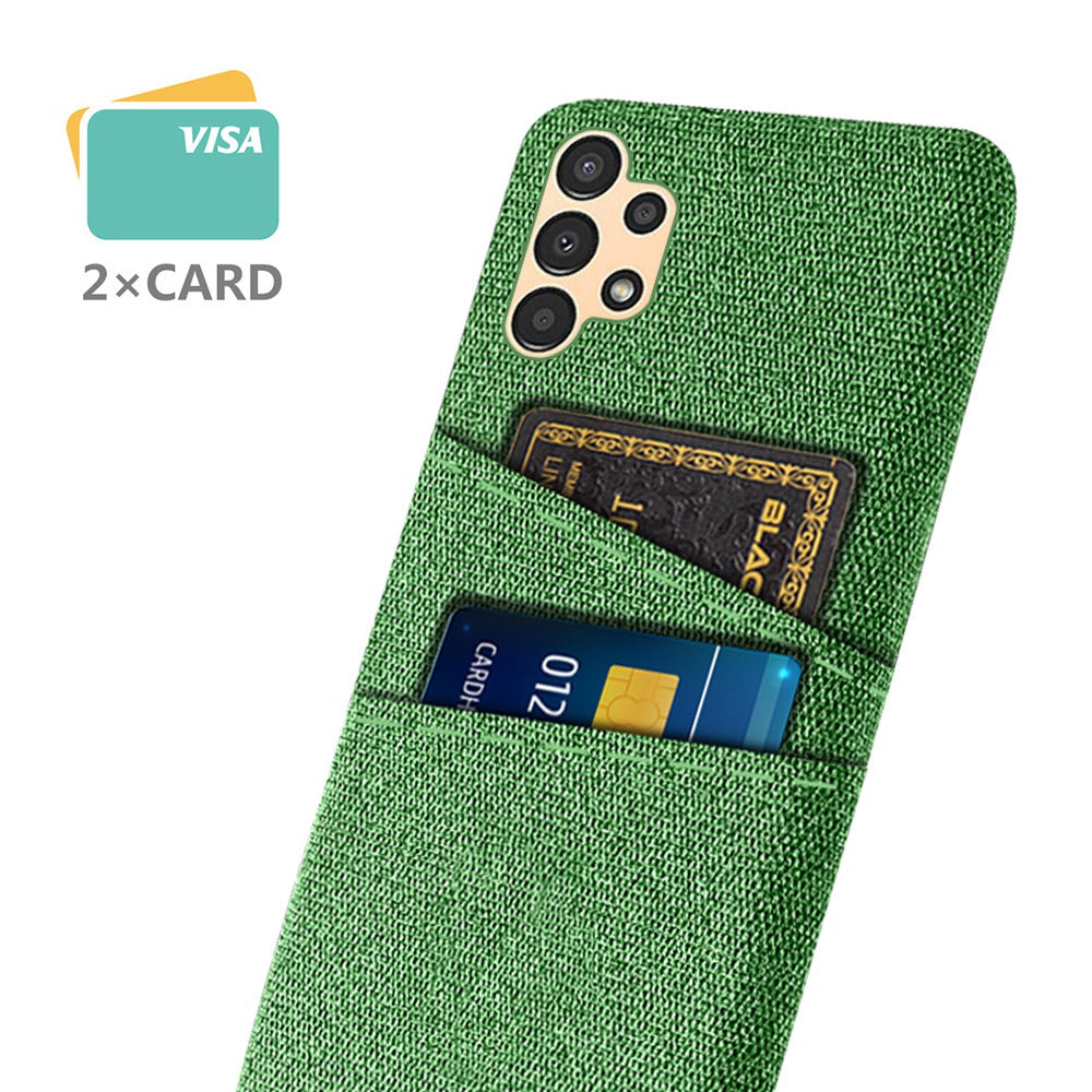 For Samsung Galaxy A13 4G Dual Card Slots Cloth Texture Anti-drop Hard PC Protective Cover