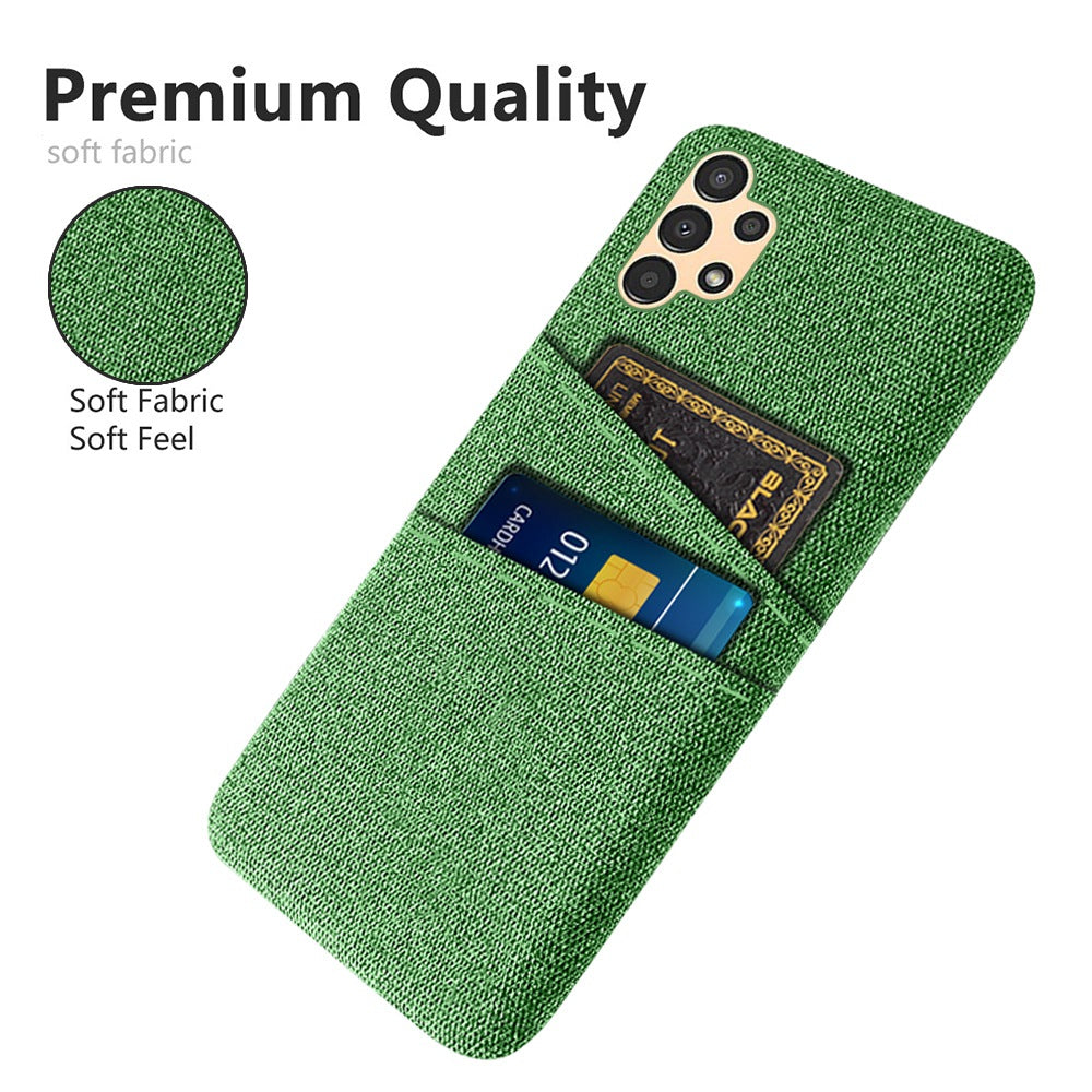 For Samsung Galaxy A13 4G Dual Card Slots Cloth Texture Anti-drop Hard PC Protective Cover