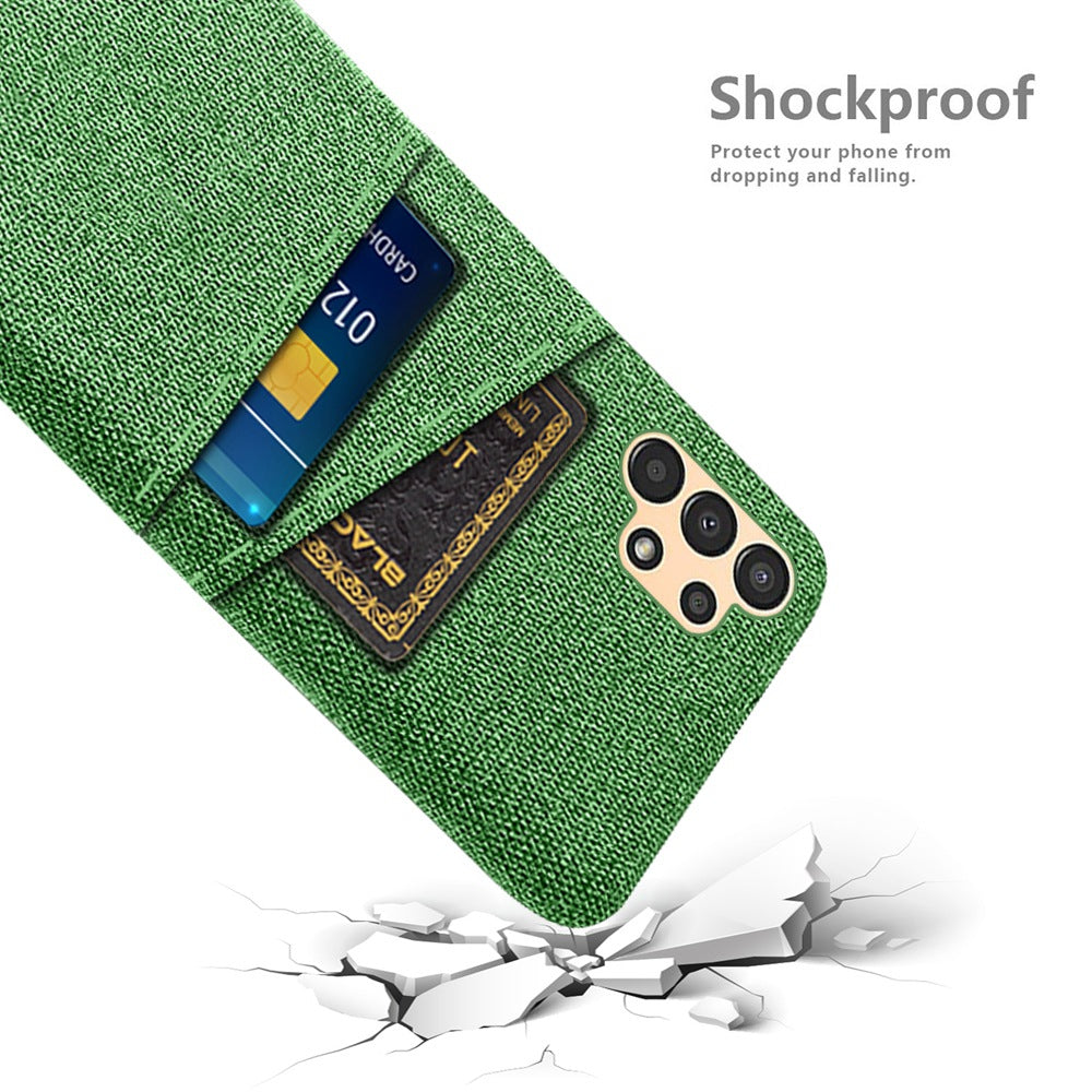 For Samsung Galaxy A13 4G Dual Card Slots Cloth Texture Anti-drop Hard PC Protective Cover