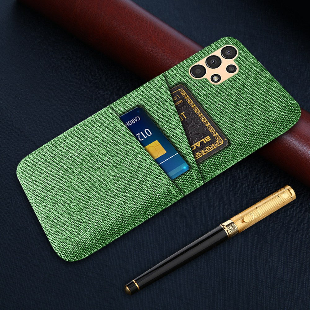 For Samsung Galaxy A13 4G Dual Card Slots Cloth Texture Anti-drop Hard PC Protective Cover