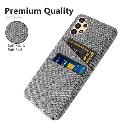 For Samsung Galaxy A13 4G Dual Card Slots Cloth Texture Anti-drop Hard PC Protective Cover