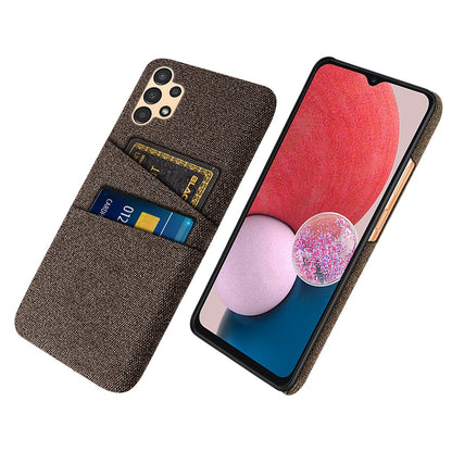 For Samsung Galaxy A13 4G Dual Card Slots Cloth Texture Anti-drop Hard PC Protective Cover