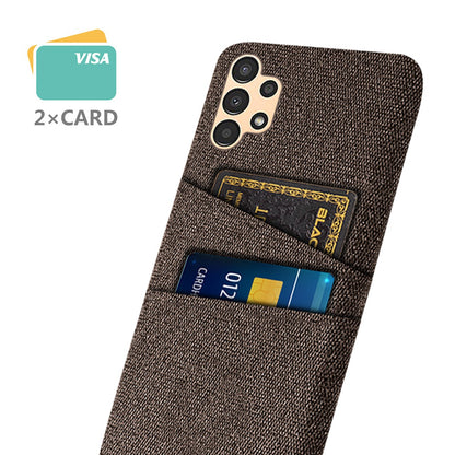 For Samsung Galaxy A13 4G Dual Card Slots Cloth Texture Anti-drop Hard PC Protective Cover