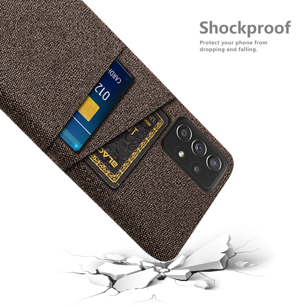 For Samsung Galaxy A52 5G/A52 4G/A52s 5G Mobile Phone Cover Dual Card Slots Cell Phone Case Cloth + PC Phone Back Shell