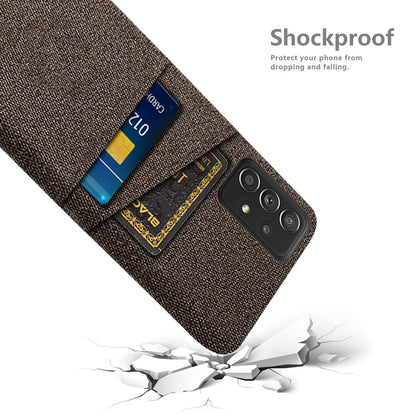 For Samsung Galaxy A52 5G/A52 4G/A52s 5G Mobile Phone Cover Dual Card Slots Cell Phone Case Cloth + PC Phone Back Shell