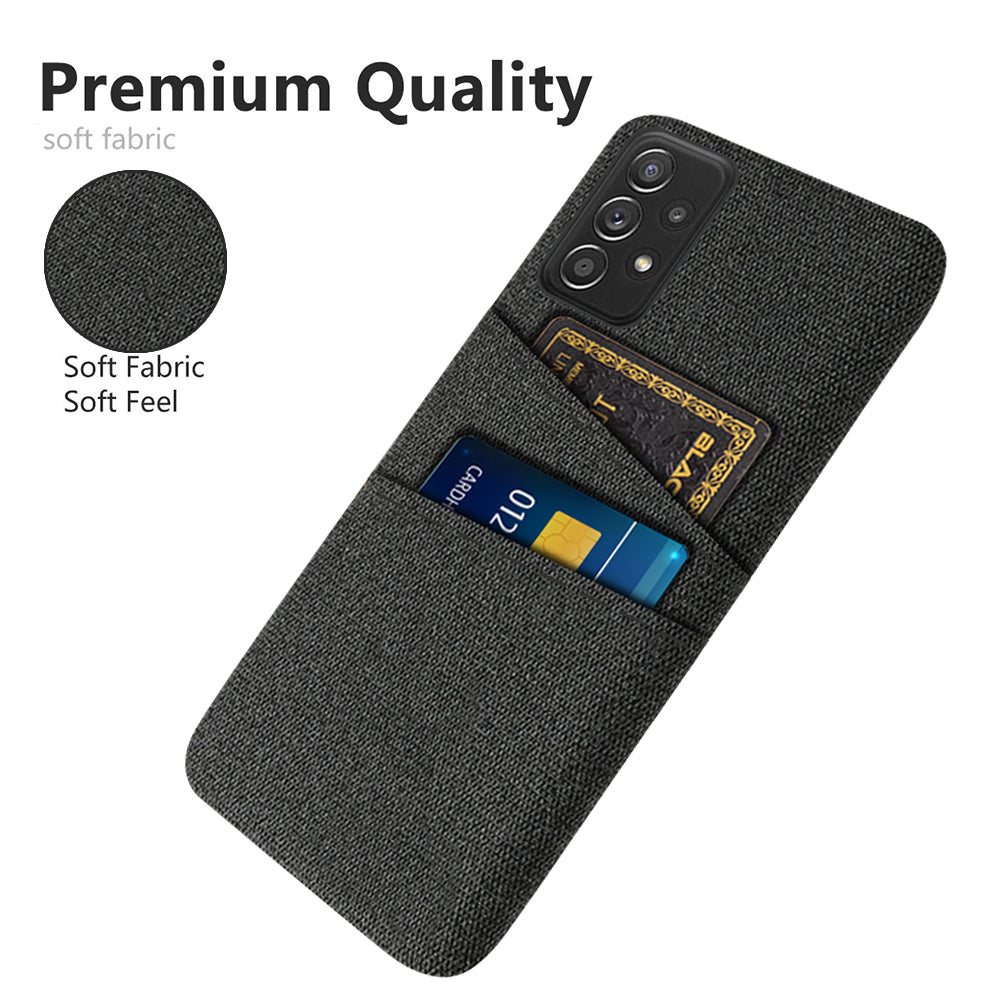 For Samsung Galaxy A52 5G/A52 4G/A52s 5G Mobile Phone Cover Dual Card Slots Cell Phone Case Cloth + PC Phone Back Shell