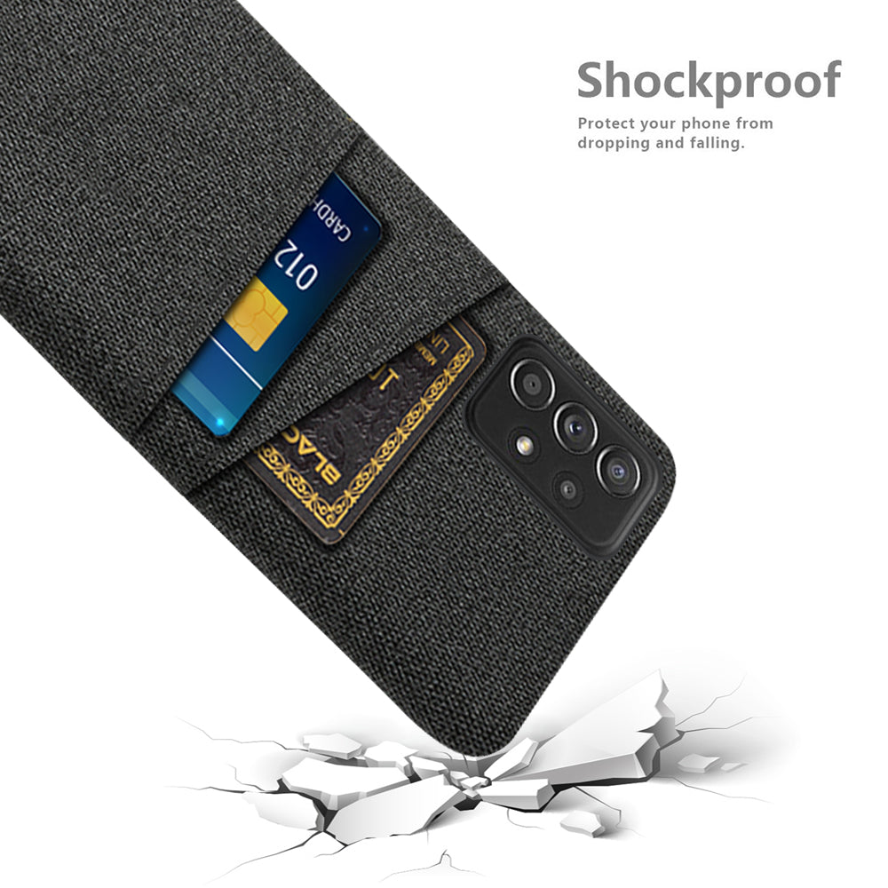 For Samsung Galaxy A52 5G/A52 4G/A52s 5G Mobile Phone Cover Dual Card Slots Cell Phone Case Cloth + PC Phone Back Shell