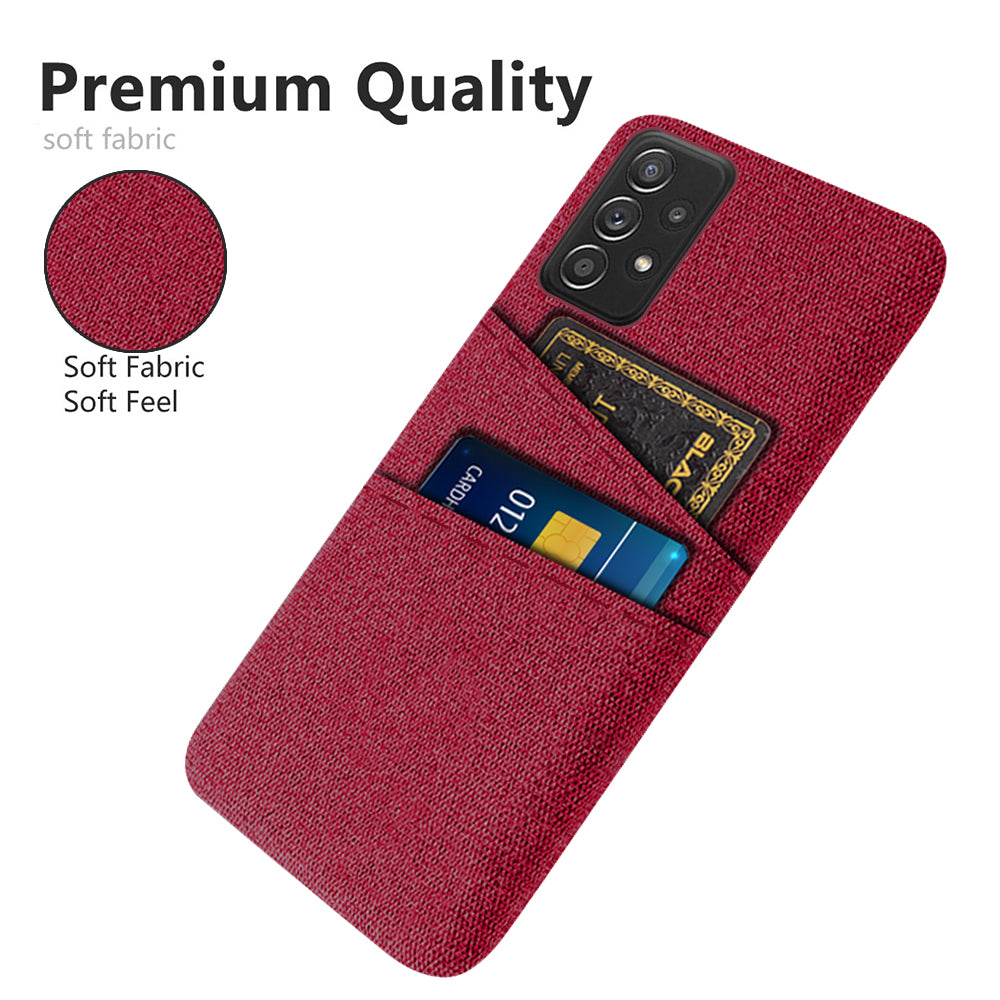 For Samsung Galaxy A52 5G/A52 4G/A52s 5G Mobile Phone Cover Dual Card Slots Cell Phone Case Cloth + PC Phone Back Shell