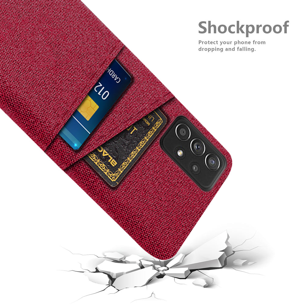 For Samsung Galaxy A52 5G/A52 4G/A52s 5G Mobile Phone Cover Dual Card Slots Cell Phone Case Cloth + PC Phone Back Shell