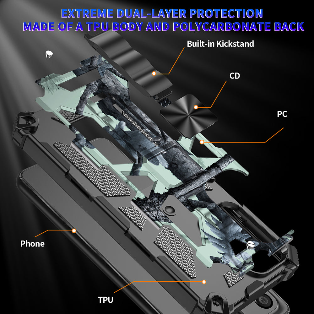 Slim Phone Case for Samsung Galaxy A53 5G Military Grade Armor Hybrid PC+TPU Shockproof Camouflage Cover with Kickstand