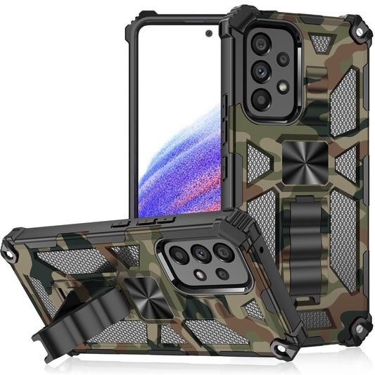 Slim Phone Case for Samsung Galaxy A53 5G Military Grade Armor Hybrid PC+TPU Shockproof Camouflage Cover with Kickstand