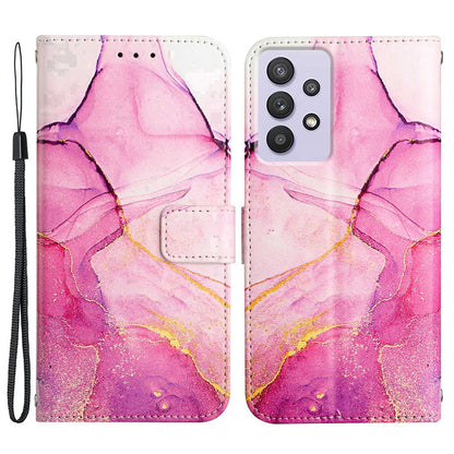 YB Pattern Printing Leather Series-5 for Samsung Galaxy A52 4G/5G/A52s 5G Wallet Marble Pattern Scratch-resistant Stand Phone Shell