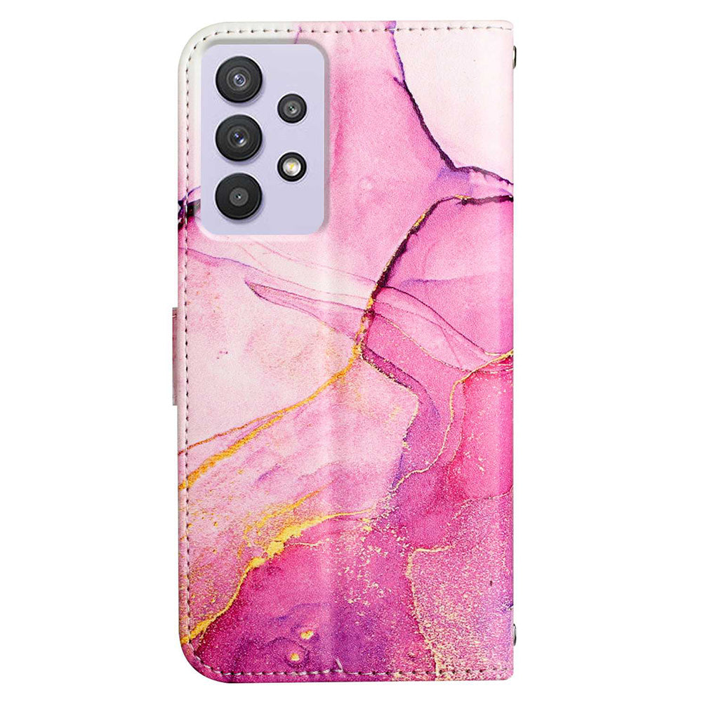 YB Pattern Printing Leather Series-5 for Samsung Galaxy A52 4G/5G/A52s 5G Wallet Marble Pattern Scratch-resistant Stand Phone Shell