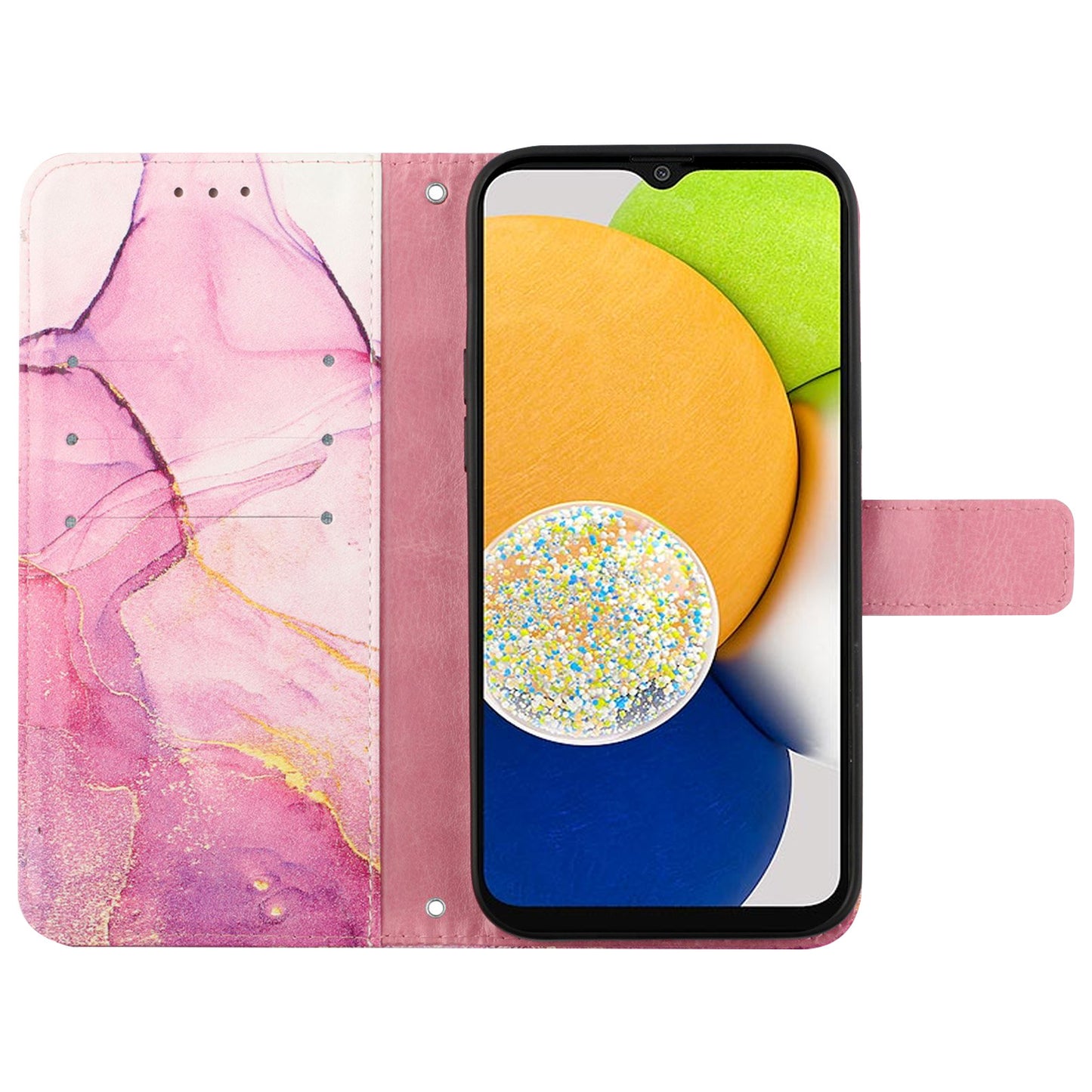 YB Pattern Printing Leather Series-5 for Samsung Galaxy A52 4G/5G/A52s 5G Wallet Marble Pattern Scratch-resistant Stand Phone Shell