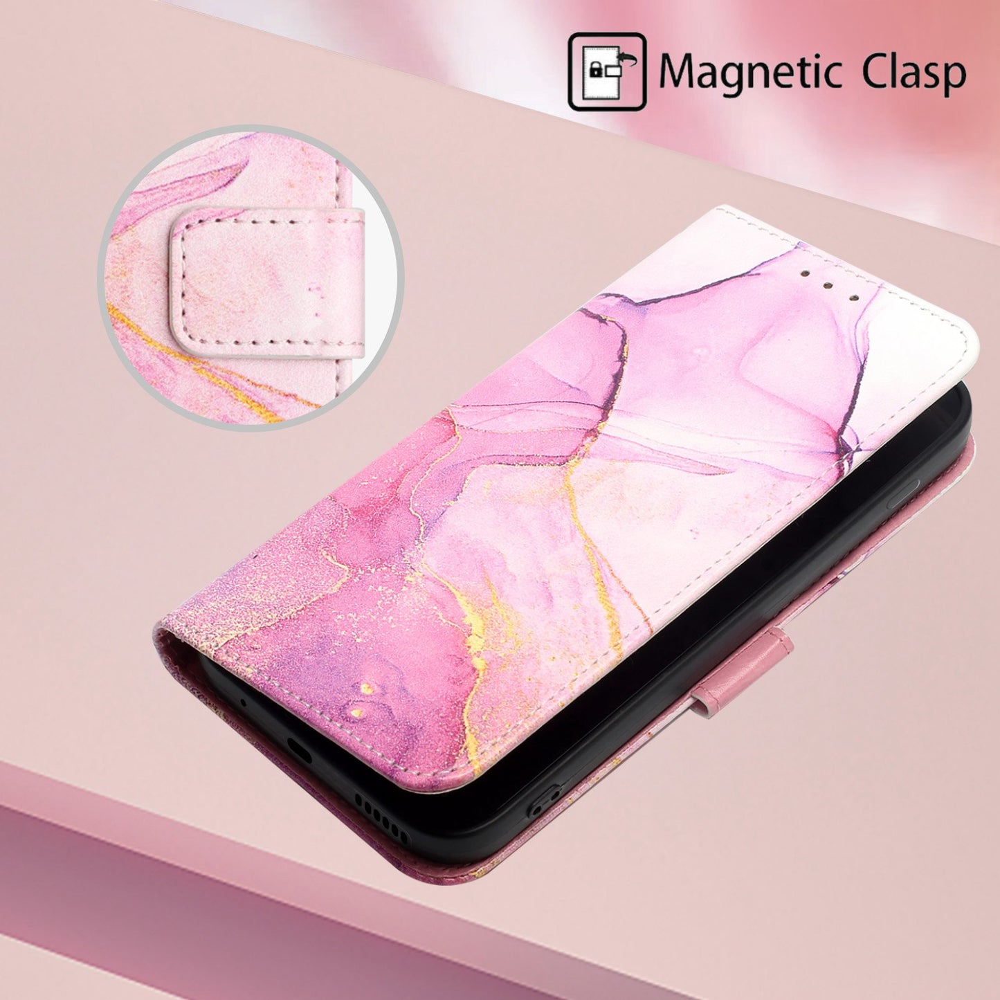 YB Pattern Printing Leather Series-5 for Samsung Galaxy A52 4G/5G/A52s 5G Wallet Marble Pattern Scratch-resistant Stand Phone Shell