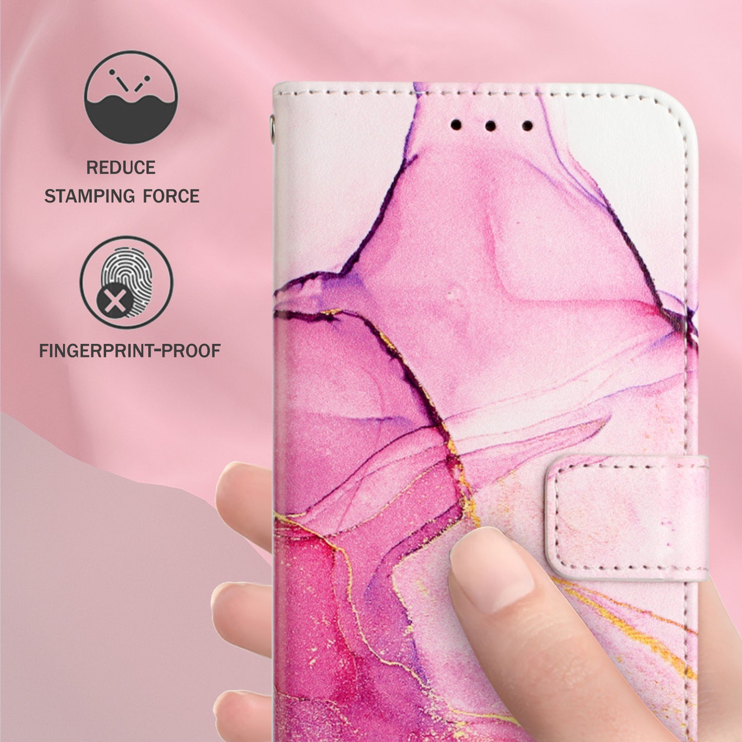 YB Pattern Printing Leather Series-5 for Samsung Galaxy A52 4G/5G/A52s 5G Wallet Marble Pattern Scratch-resistant Stand Phone Shell