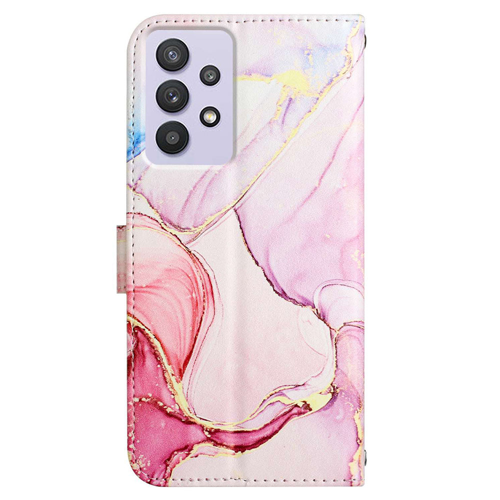 YB Pattern Printing Leather Series-5 for Samsung Galaxy A52 4G/5G/A52s 5G Wallet Marble Pattern Scratch-resistant Stand Phone Shell