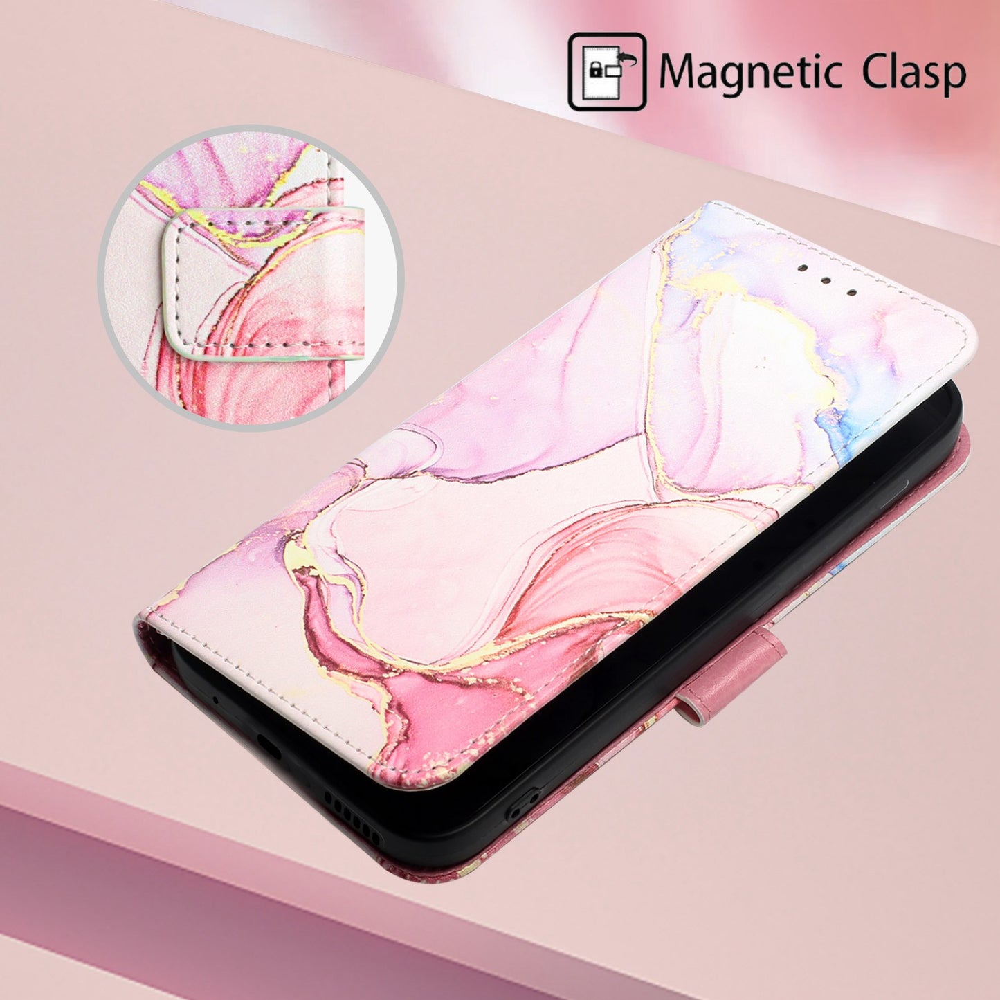 YB Pattern Printing Leather Series-5 for Samsung Galaxy A52 4G/5G/A52s 5G Wallet Marble Pattern Scratch-resistant Stand Phone Shell