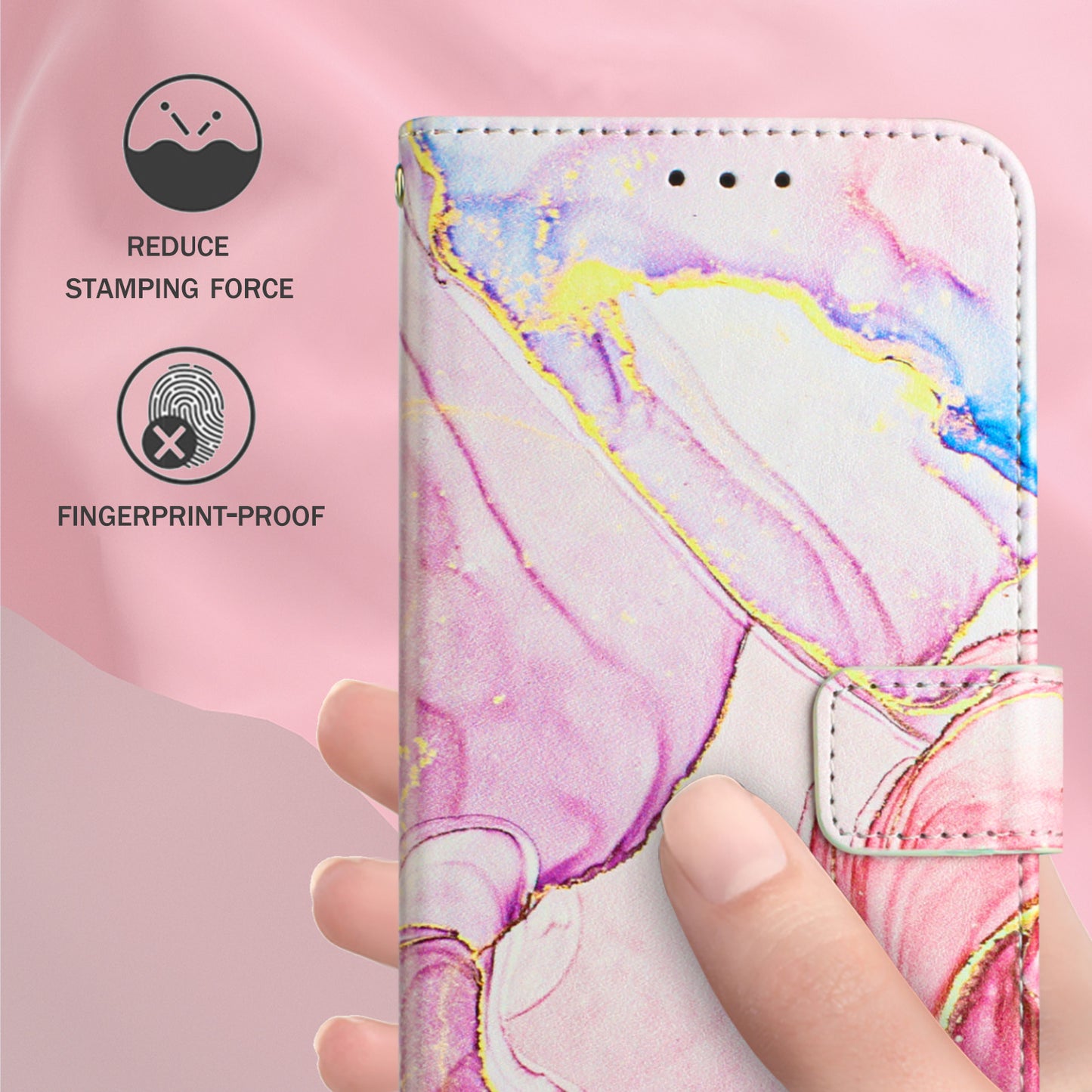 YB Pattern Printing Leather Series-5 for Samsung Galaxy A52 4G/5G/A52s 5G Wallet Marble Pattern Scratch-resistant Stand Phone Shell