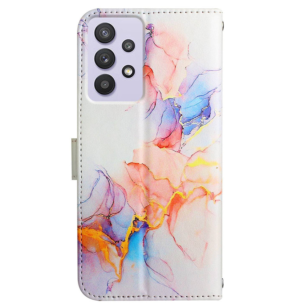 YB Pattern Printing Leather Series-5 for Samsung Galaxy A52 4G/5G/A52s 5G Wallet Marble Pattern Scratch-resistant Stand Phone Shell