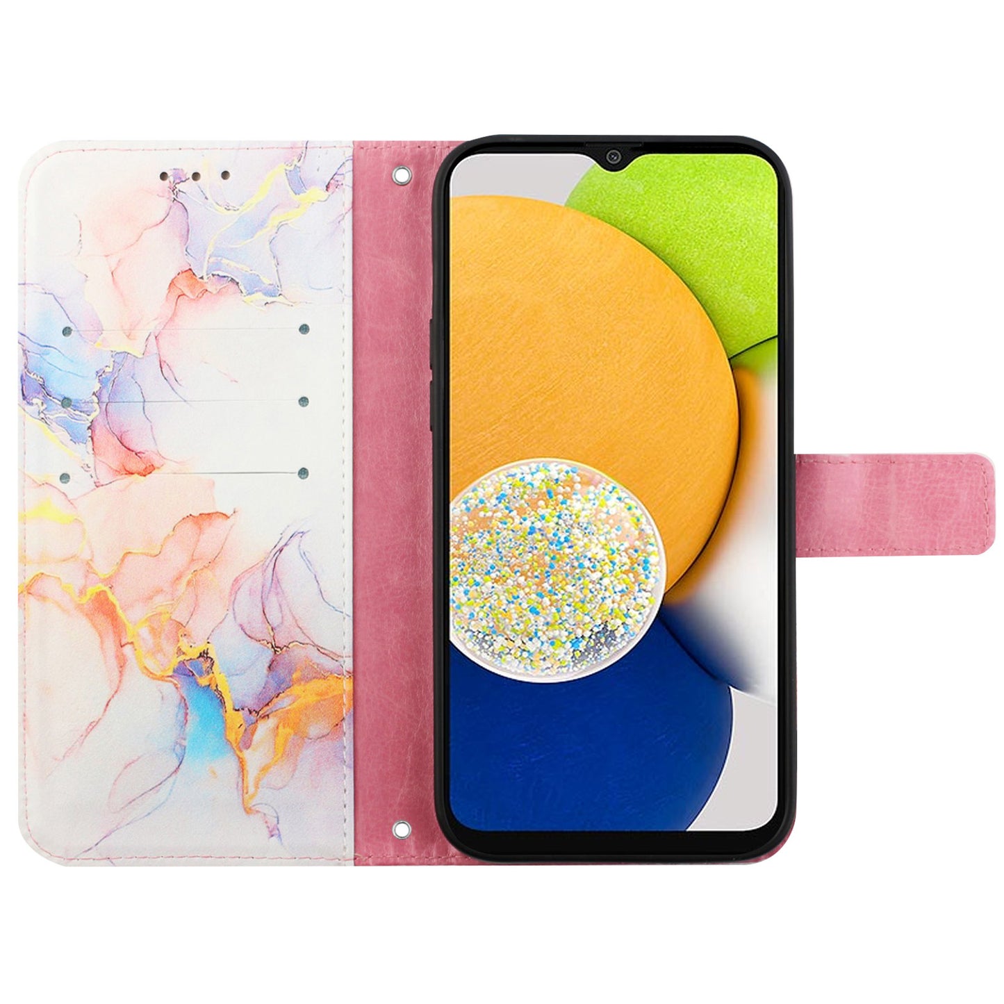 YB Pattern Printing Leather Series-5 for Samsung Galaxy A52 4G/5G/A52s 5G Wallet Marble Pattern Scratch-resistant Stand Phone Shell
