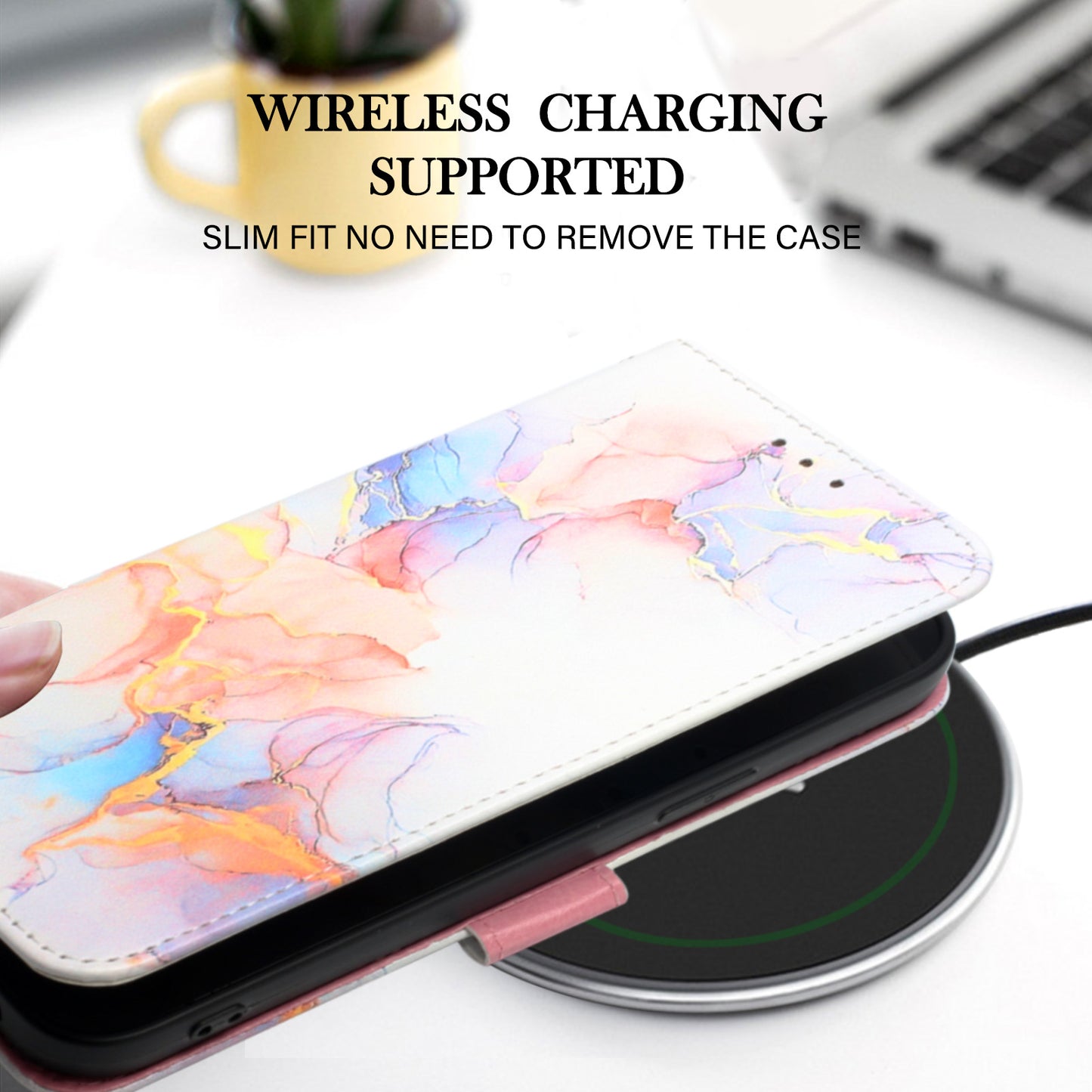 YB Pattern Printing Leather Series-5 for Samsung Galaxy A52 4G/5G/A52s 5G Wallet Marble Pattern Scratch-resistant Stand Phone Shell