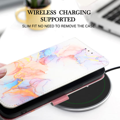 YB Pattern Printing Leather Series-5 for Samsung Galaxy A52 4G/5G/A52s 5G Wallet Marble Pattern Scratch-resistant Stand Phone Shell