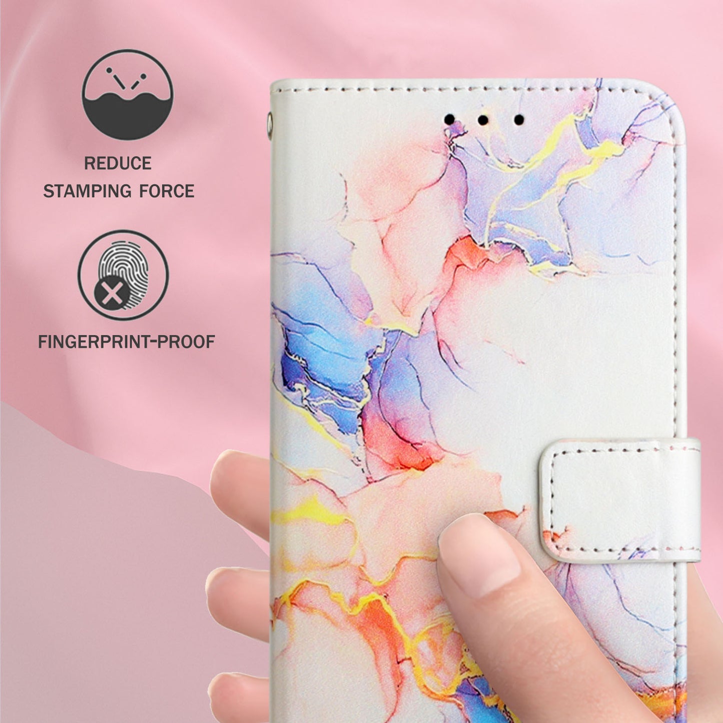 YB Pattern Printing Leather Series-5 for Samsung Galaxy A52 4G/5G/A52s 5G Wallet Marble Pattern Scratch-resistant Stand Phone Shell