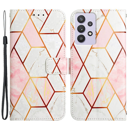 YB Pattern Printing Leather Series-5 for Samsung Galaxy A52 4G/5G/A52s 5G Wallet Marble Pattern Scratch-resistant Stand Phone Shell