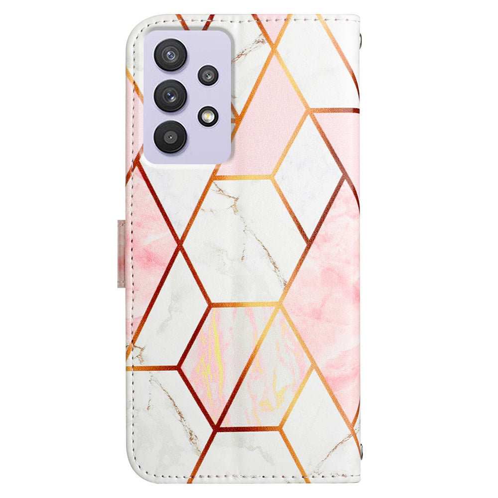 YB Pattern Printing Leather Series-5 for Samsung Galaxy A52 4G/5G/A52s 5G Wallet Marble Pattern Scratch-resistant Stand Phone Shell