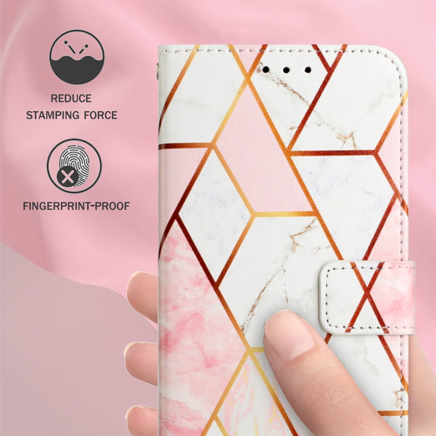 YB Pattern Printing Leather Series-5 for Samsung Galaxy A52 4G/5G/A52s 5G Wallet Marble Pattern Scratch-resistant Stand Phone Shell