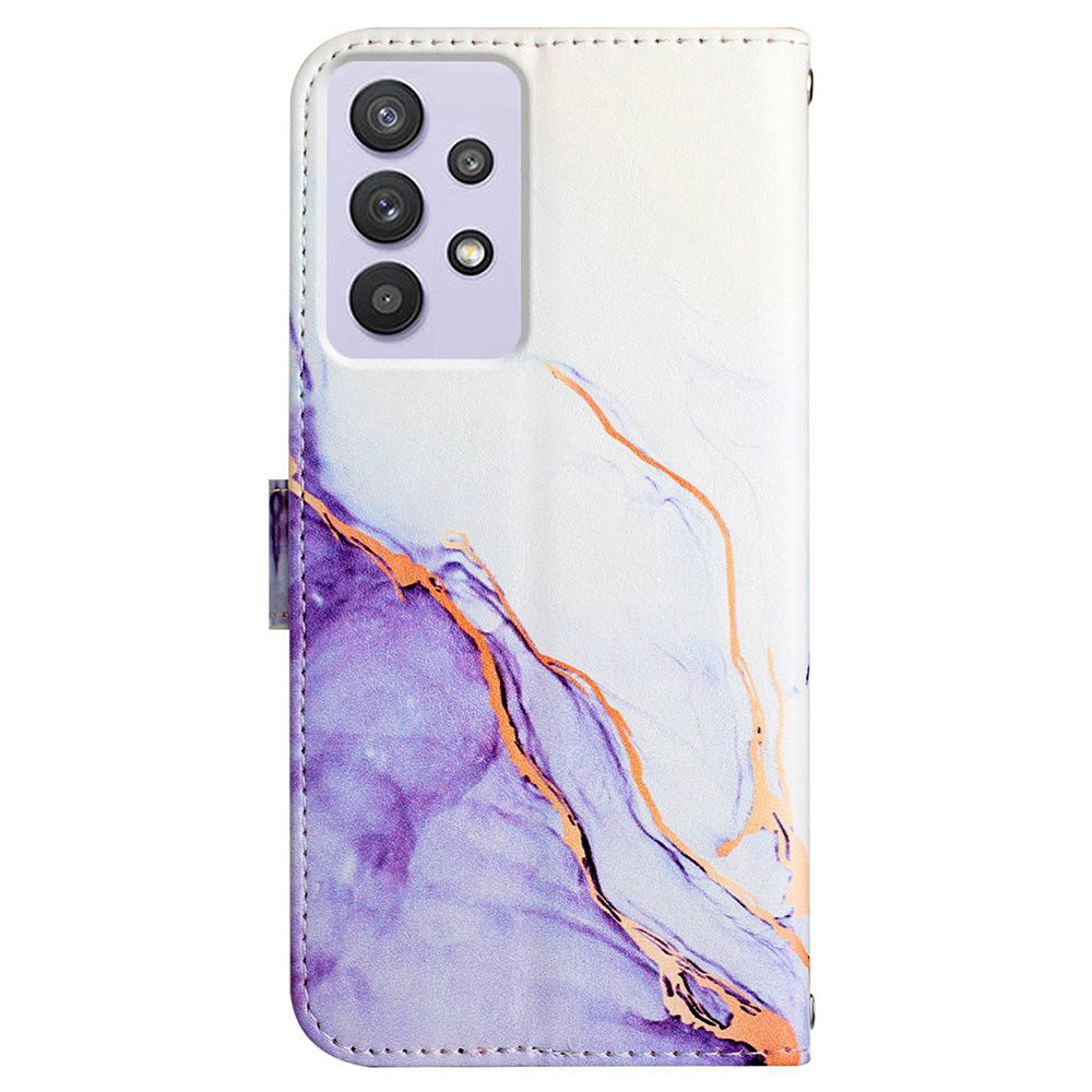YB Pattern Printing Leather Series-5 for Samsung Galaxy A52 4G/5G/A52s 5G Wallet Marble Pattern Scratch-resistant Stand Phone Shell