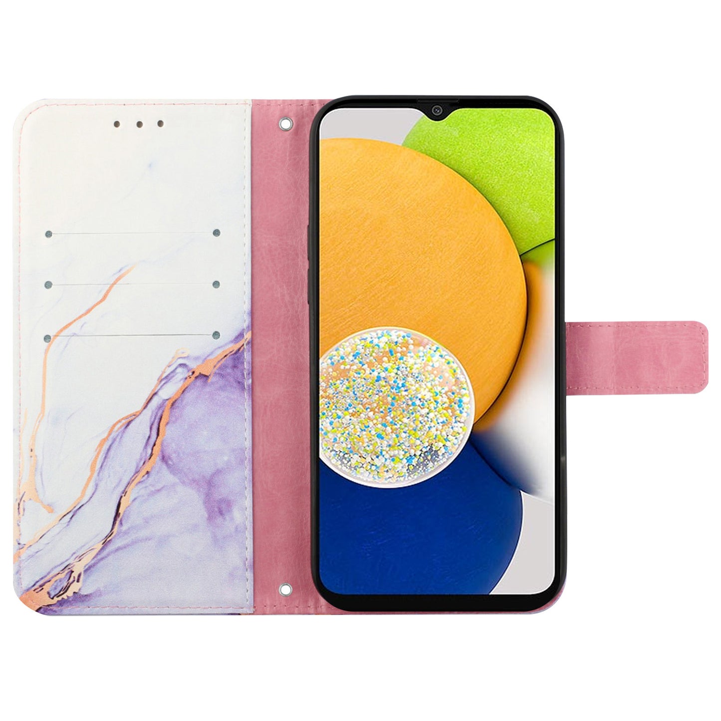 YB Pattern Printing Leather Series-5 for Samsung Galaxy A52 4G/5G/A52s 5G Wallet Marble Pattern Scratch-resistant Stand Phone Shell