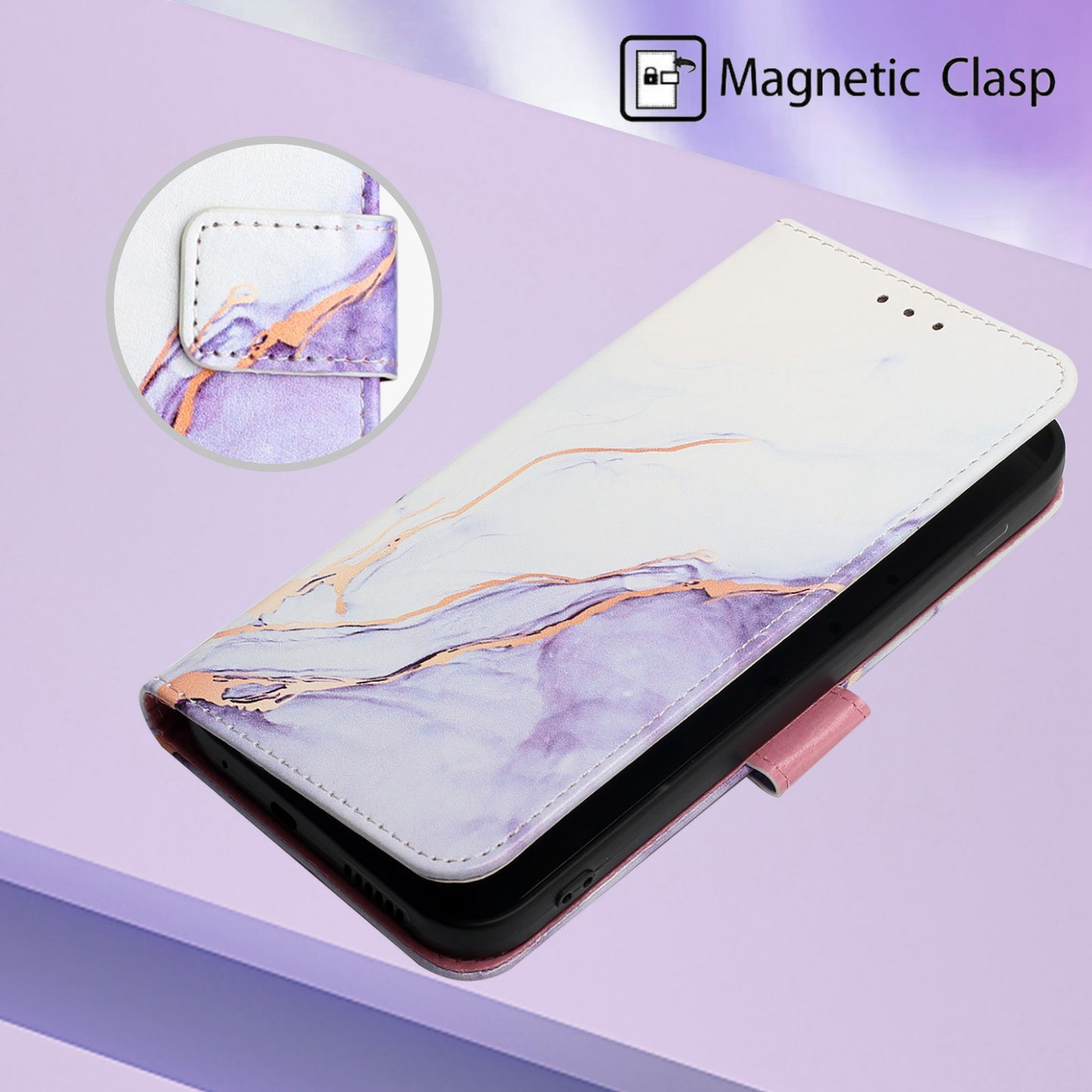 YB Pattern Printing Leather Series-5 for Samsung Galaxy A52 4G/5G/A52s 5G Wallet Marble Pattern Scratch-resistant Stand Phone Shell