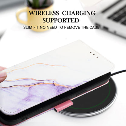 YB Pattern Printing Leather Series-5 for Samsung Galaxy A52 4G/5G/A52s 5G Wallet Marble Pattern Scratch-resistant Stand Phone Shell