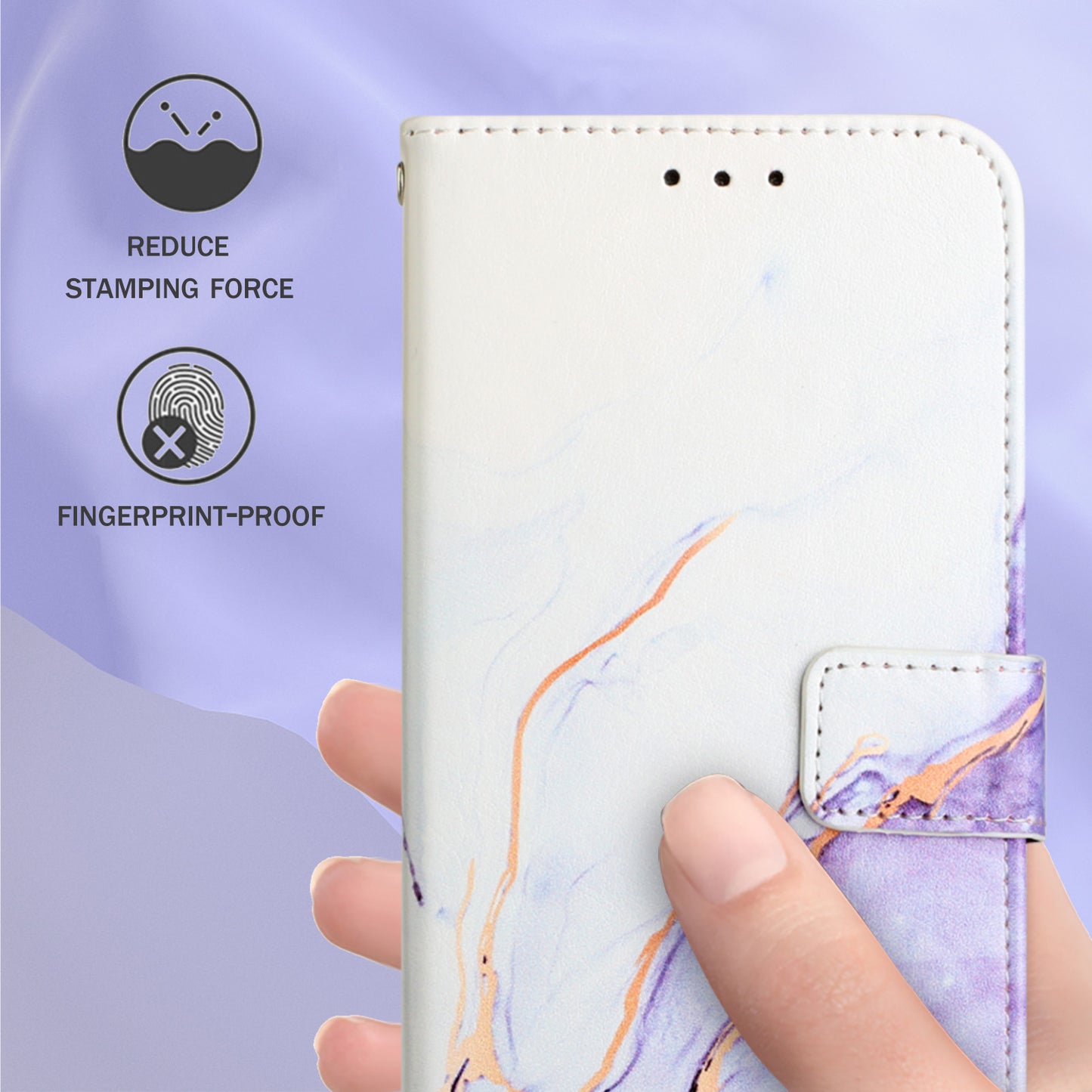 YB Pattern Printing Leather Series-5 for Samsung Galaxy A52 4G/5G/A52s 5G Wallet Marble Pattern Scratch-resistant Stand Phone Shell