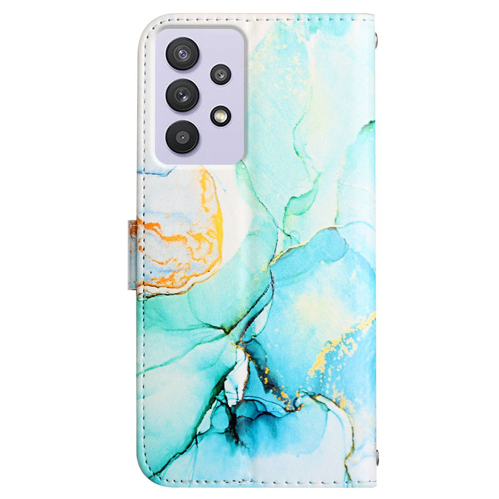 YB Pattern Printing Leather Series-5 for Samsung Galaxy A52 4G/5G/A52s 5G Wallet Marble Pattern Scratch-resistant Stand Phone Shell