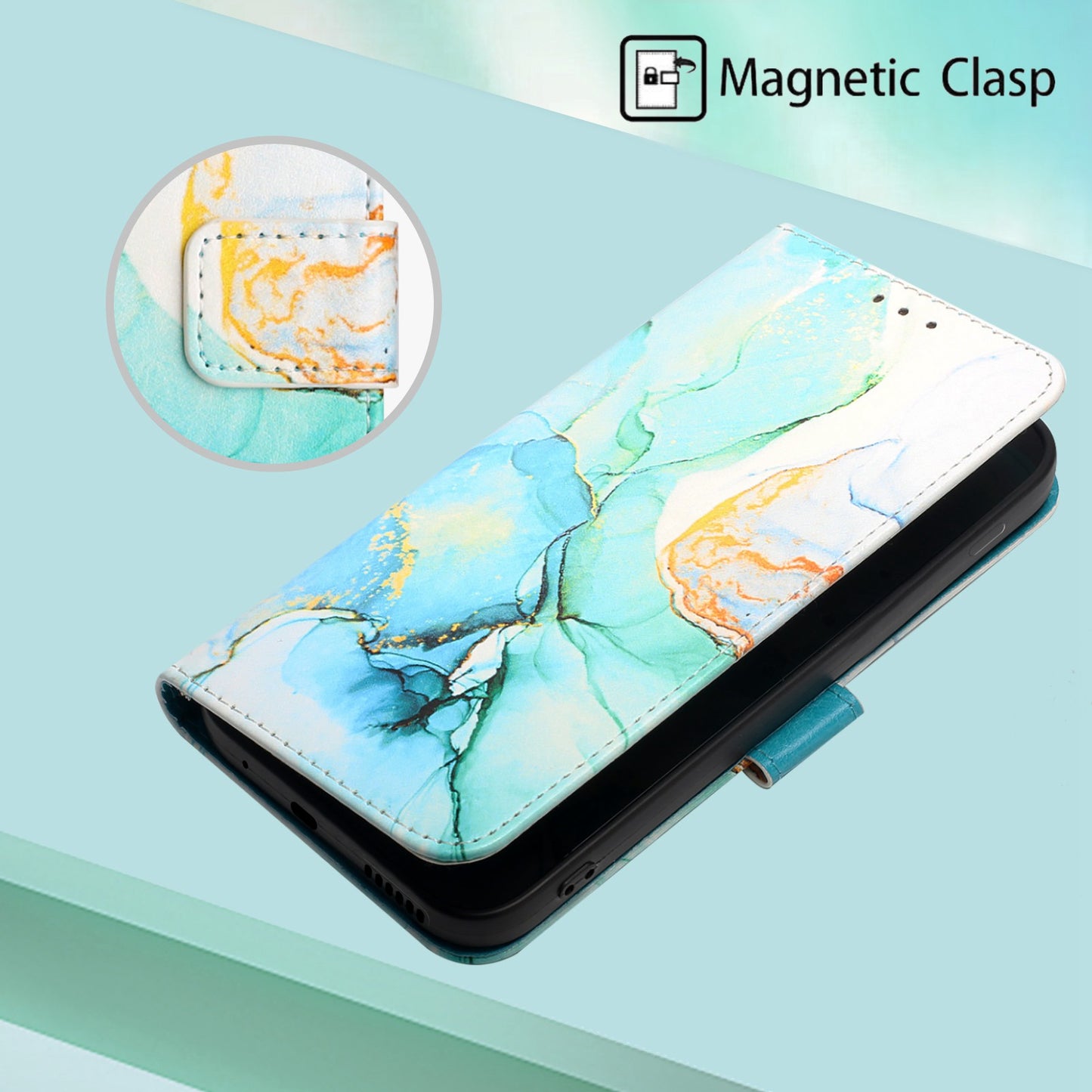YB Pattern Printing Leather Series-5 for Samsung Galaxy A52 4G/5G/A52s 5G Wallet Marble Pattern Scratch-resistant Stand Phone Shell