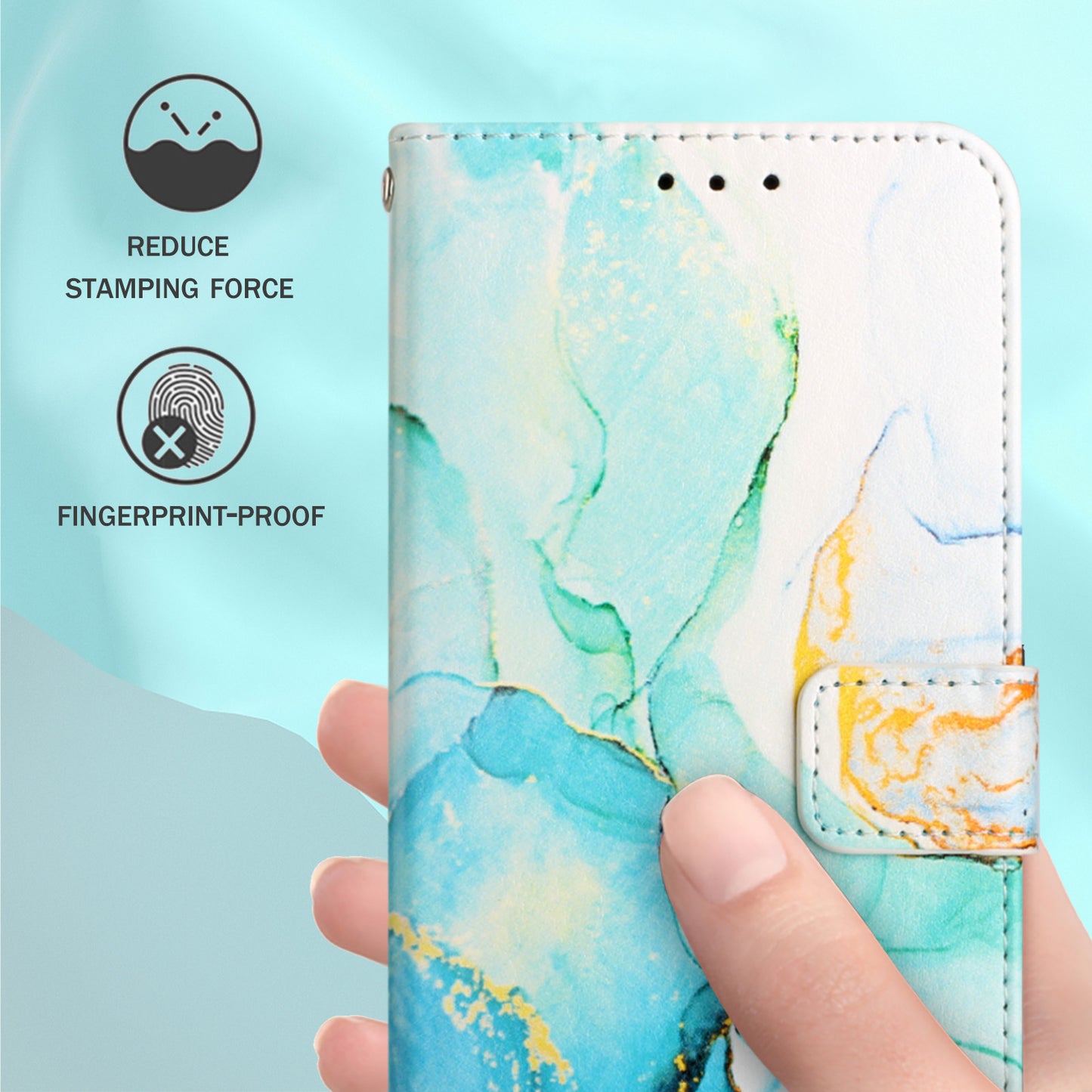 YB Pattern Printing Leather Series-5 for Samsung Galaxy A52 4G/5G/A52s 5G Wallet Marble Pattern Scratch-resistant Stand Phone Shell