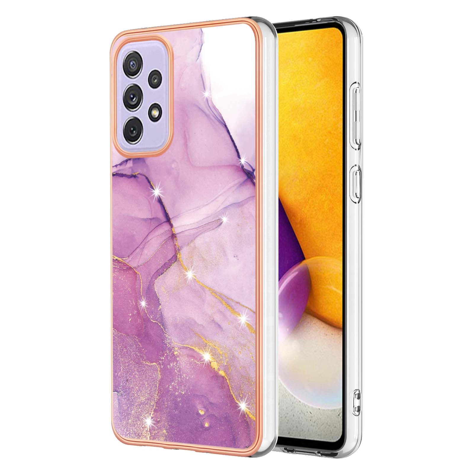 YB IMD Series-2 Phone Case for Samsung Galaxy A23 4G (165.4 x 76.9 x 8.4mm), Scratch Proof Electroplating Frame IMD Marble Pattern TPU Cover